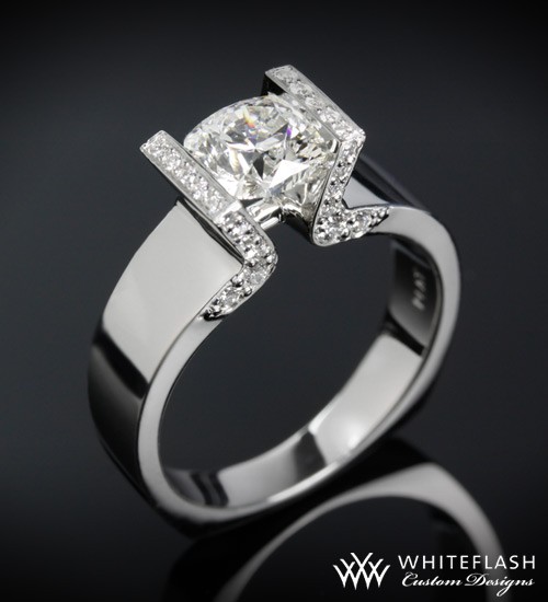 Bar Set Diamond Engagement Ring
