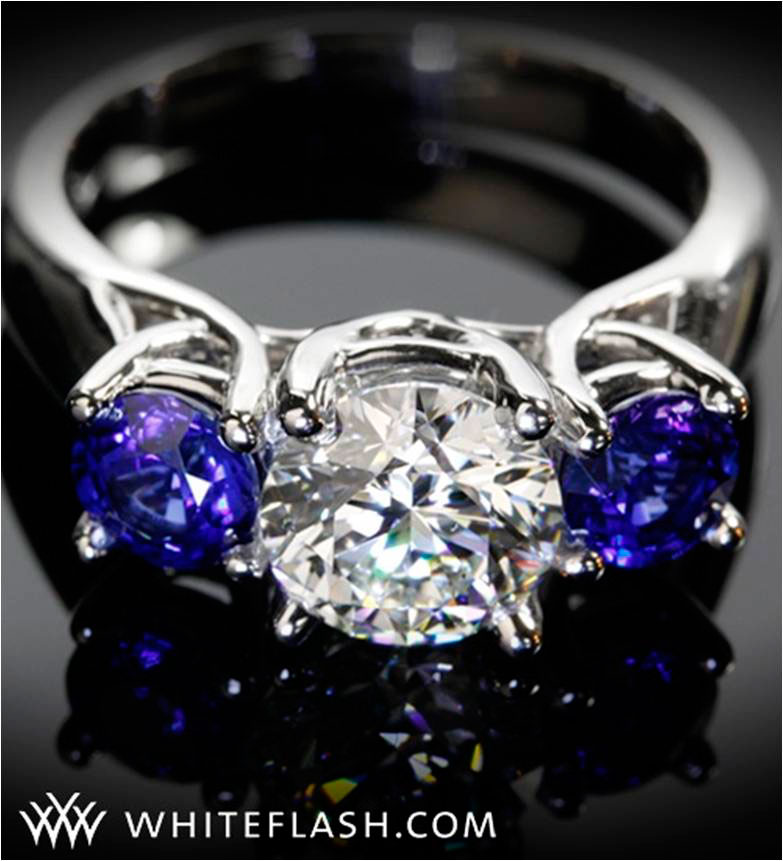 Three Stone Trellis Sapphire and Diamond Ring