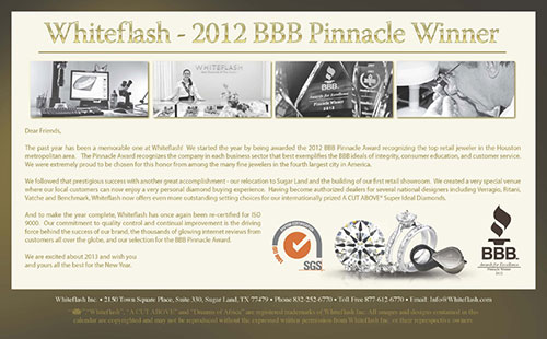 Top Jeweler BBB Pinnacle Award Winner Whiteflash 2013 Calendar