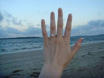 gorgeous diamond solitaire, beach photo
