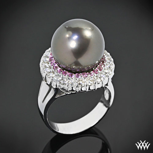 South Sea Pearl Diamond and Sapphire Ring