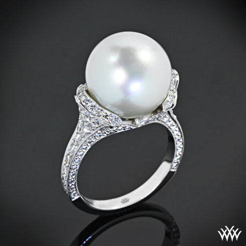 White Pearl Diamond Ring