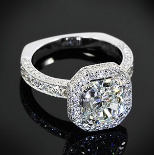 Cushion Halo Engagement Ring