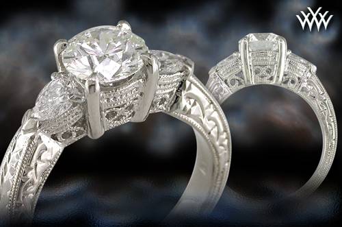3 Stone 'Antique Style' Diamond Engagement Ring