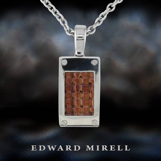 Titanium Pendant with Brown Leather Designed by Edward Mirell