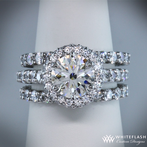 Photo of halo shared prong engagement ring beautiful design
