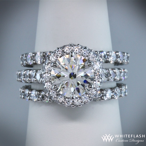 Photo of halo shared prong engagement ring beautiful design Photo of halo shared prong engagement ring beautiful design