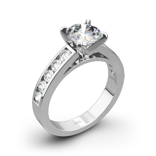 Cathedral Channel-Set Diamond Engagement Ring
