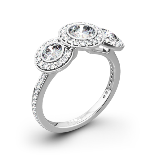 Ritani 1RZ1702 Halo Diamond Three-Stone Diamond Engagement Ring