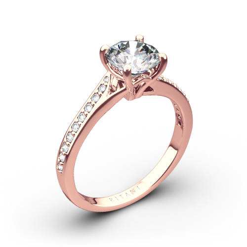 Ritani 1RZ2490 Modern Bypass Micropavé Diamond Engagement Ring
