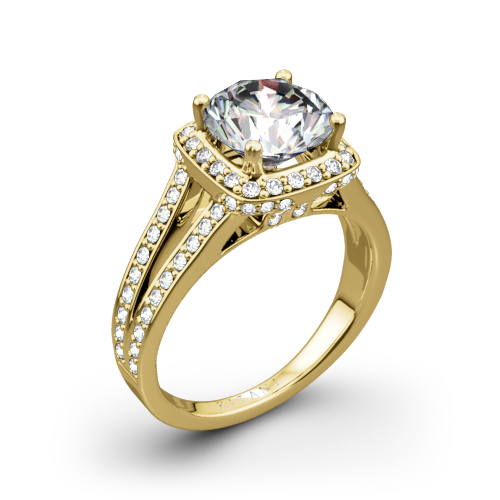 Ritani 1RZ3152 Masterwork Cushion Halo V Diamond Engagement Ring