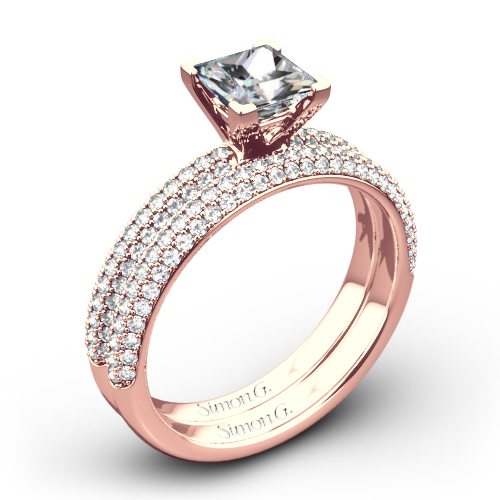 Simon G. LP1935-D Delicate Diamond Wedding Set for Princess