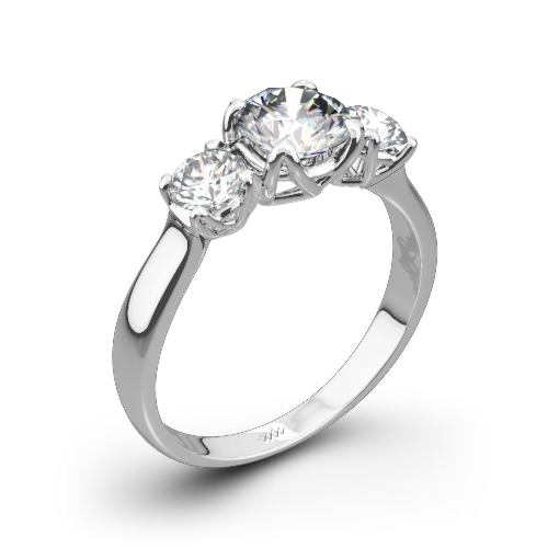 W-Prong Three Stone Engagement Ring