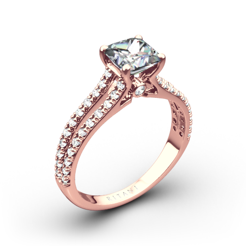 Ritani 1PCZ2488 Double French-Set V Diamond Engagement Ring for Princess