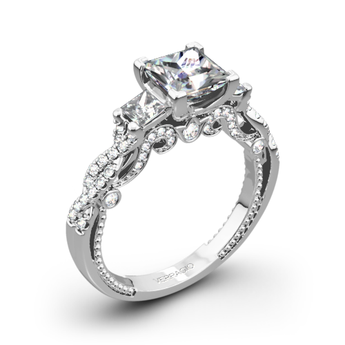 Verragio INS-7074P Beaded Braid Three Stone Engagement Ring for Princess