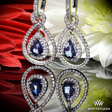 Diamond and Blue Sapphire Drop Earrings