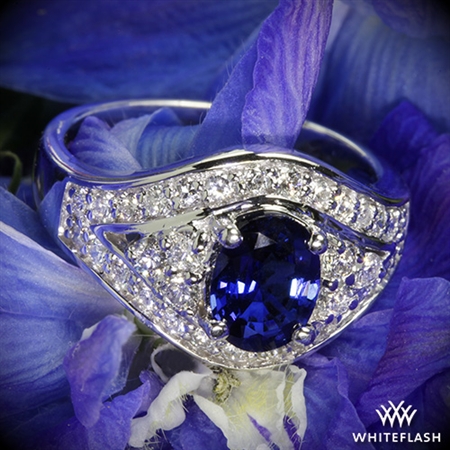 Blue Sapphire Diamond Right Hand Ring