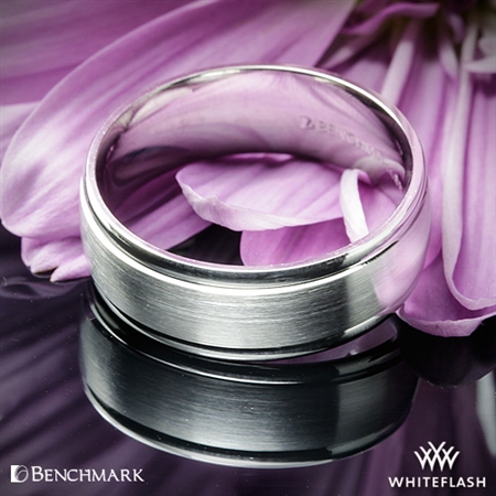 Benchmark Comfort Fit Wedding Ring with Spin Satin Finish