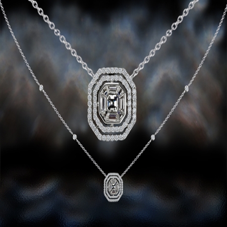 'Baguette Halo' Diamond Pendant