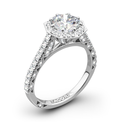 Tacori HT2555RD Petite Crescent Halo Diamond Engagement Ring