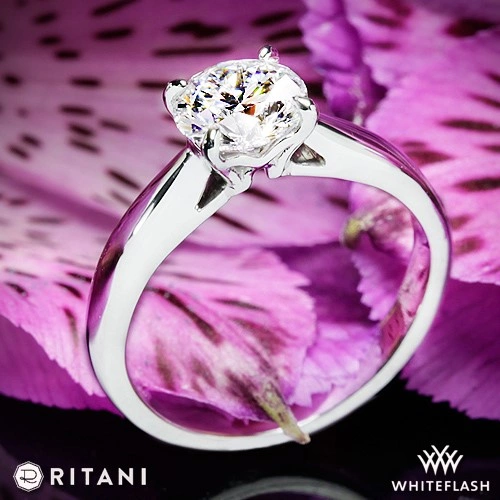 Platinum Ritani 1RZ7241 Cathedral Tapered Solitaire Engagement Ring