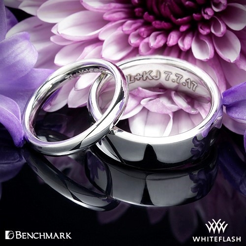 Benchmark Wedding Rings Engraved by Whiteflash