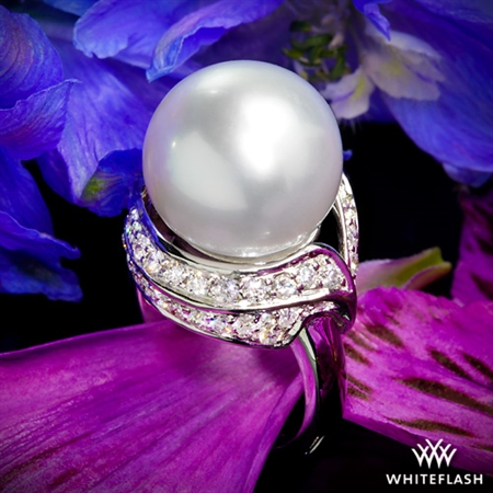 South Sea Pearl and Diamond Right Hand Ring
