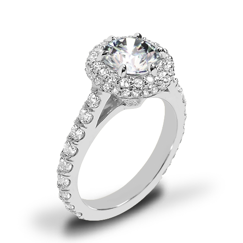 Rounded Pave Halo Diamond Engagement Ring