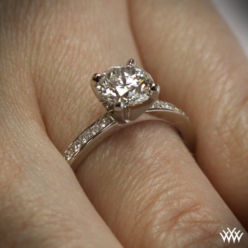 Diamond engagement ring channel set
