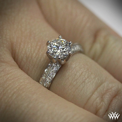 Knife Edge Pave Diamond Engagement Ring 712