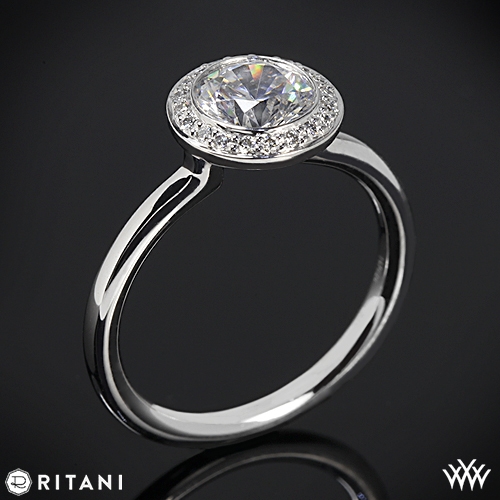 Ritani Bezel-Set Halo Diamond Engagement Ring