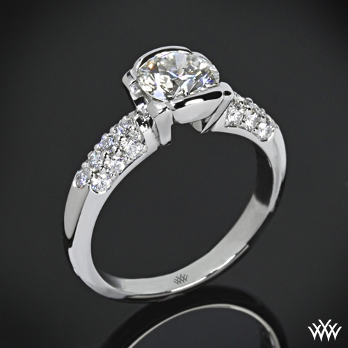 "Symphony Half-Bezel Pave" Diamond Engagement Ring