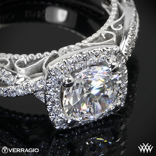 Verragio 4 Prong Cushion Halo Diamond Engagement Ring Ring Zoomed View