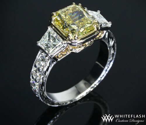 princess cut yellow diamond ring