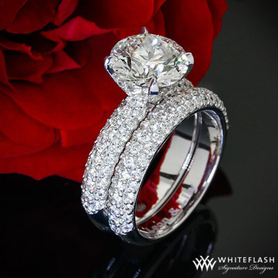 pave diamond engagement ring set