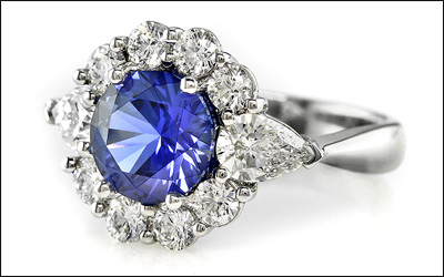 princess sapphire diamond engagement ring