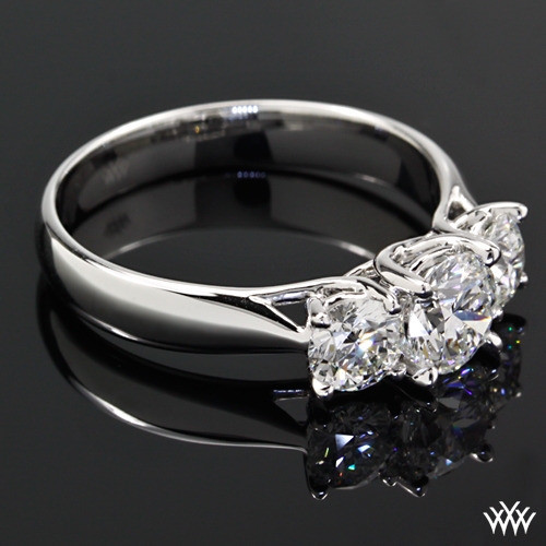 exquisite 3 stone trellis diamond engagement ring