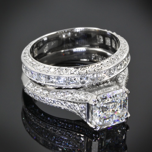Asscher Diamond Engagement Ring Set
