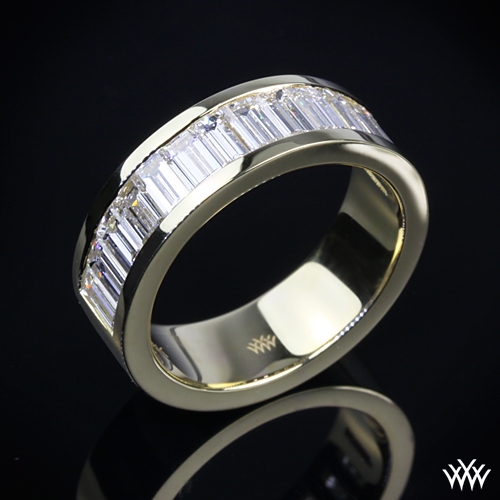 Custom 18k Yellow Gold Baguette Diamond Wedding Band 22904
