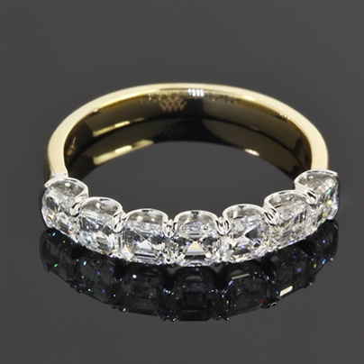Custom 7 Stone Asscher Diamond Wedding Ring