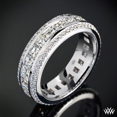 Custom Asscher and Round Full Eternity Diamond Wedding Ring