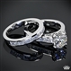 Custom Channel-Set Diamond Engagement Ring and Matching Diamond Wedding Ring
