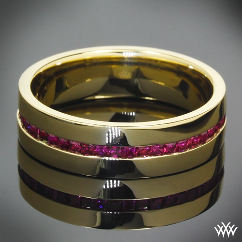 Custom Men's Wedding Band with Rubies | 22604