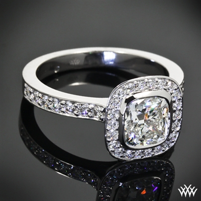 Custom Square Halo Diamond Engagement Ring