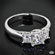 Customized 3 Stone Trellis Diamond Engagement Ring