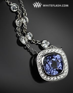 Diamond and Sapphire Halo Pendant