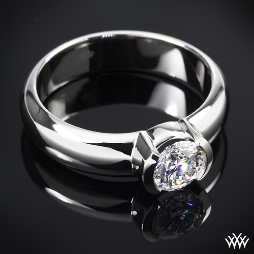 exquisite-heavy half bezel solitaire engagement ring