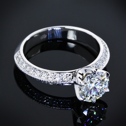 Knife Edge Pave Diamond Engagement Ring