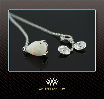 Opal and Diamond Lariat Necklace