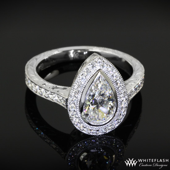 exquisite pear halo engagement ring